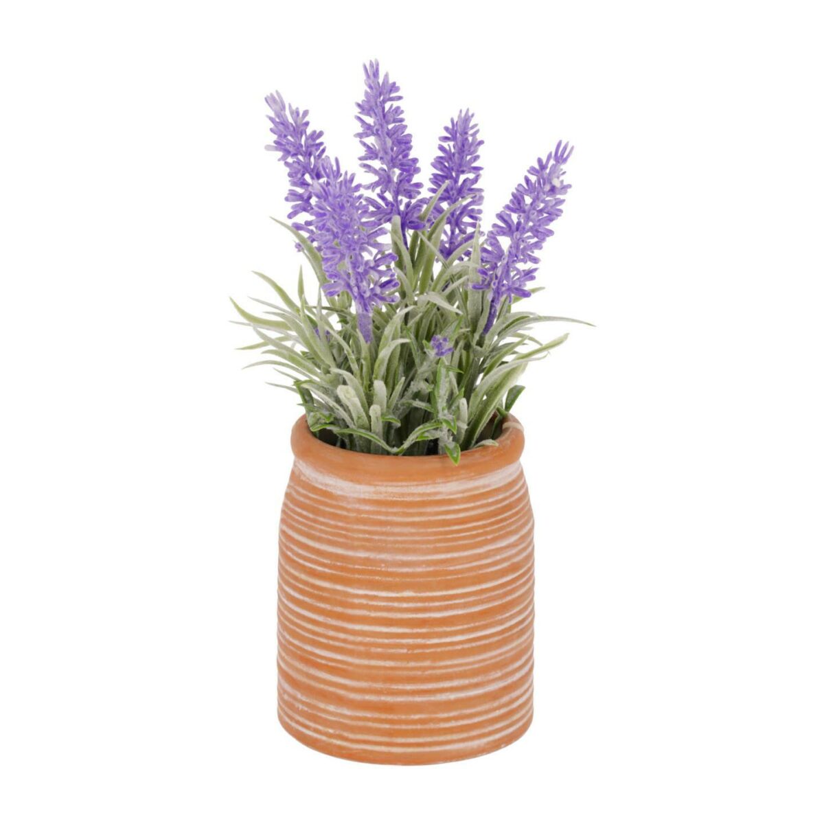 Planta artificial Lavanda con maceta de cerámica marrón 22 cm