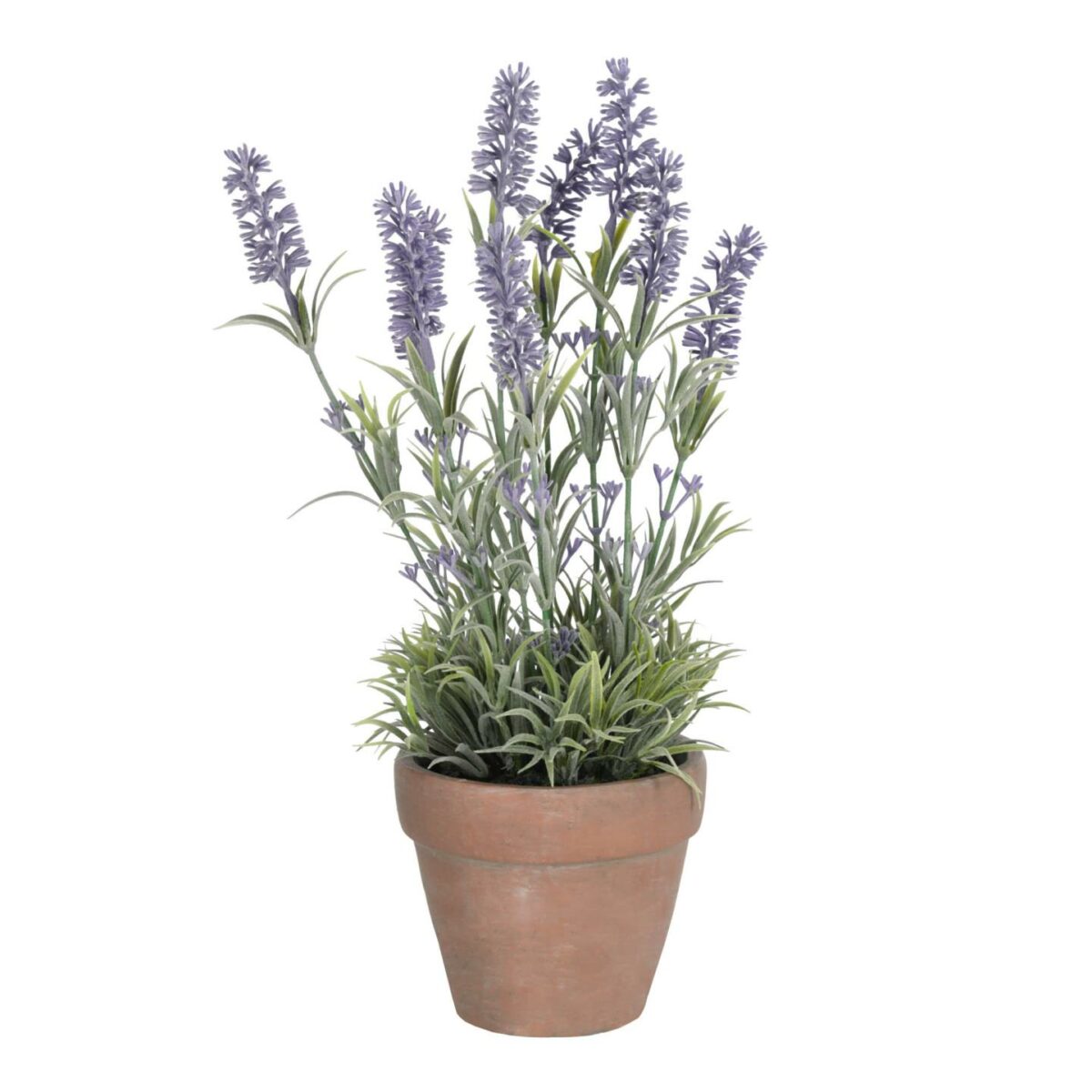 Planta artificial Lavanda con maceta de cerámica marrón 36 cm