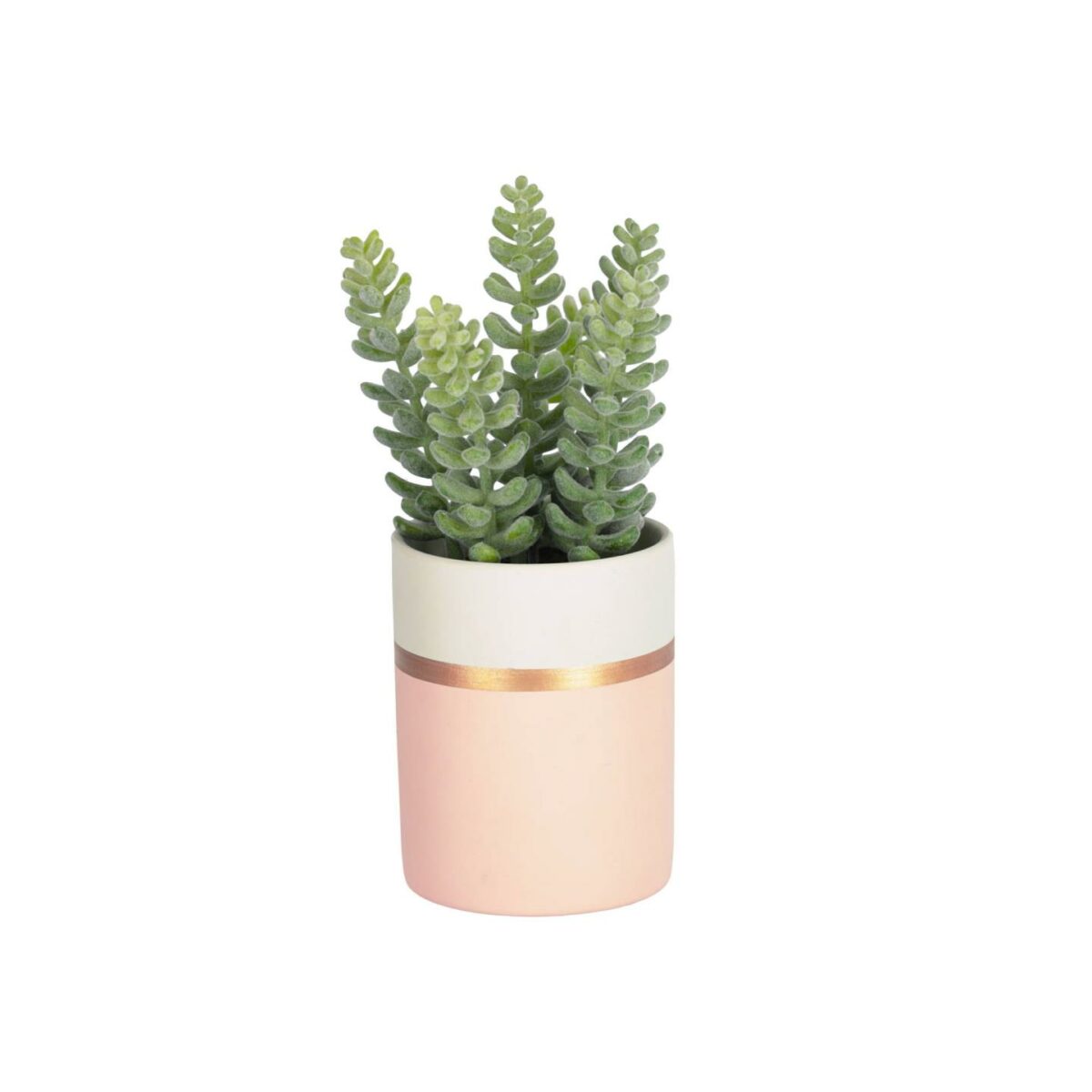 Planta artificial Sedum lucidum con maceta de cerámica rosa 19 cm