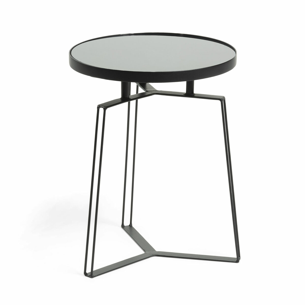 RADLER Mesa auxiliar metal negro cristal negro