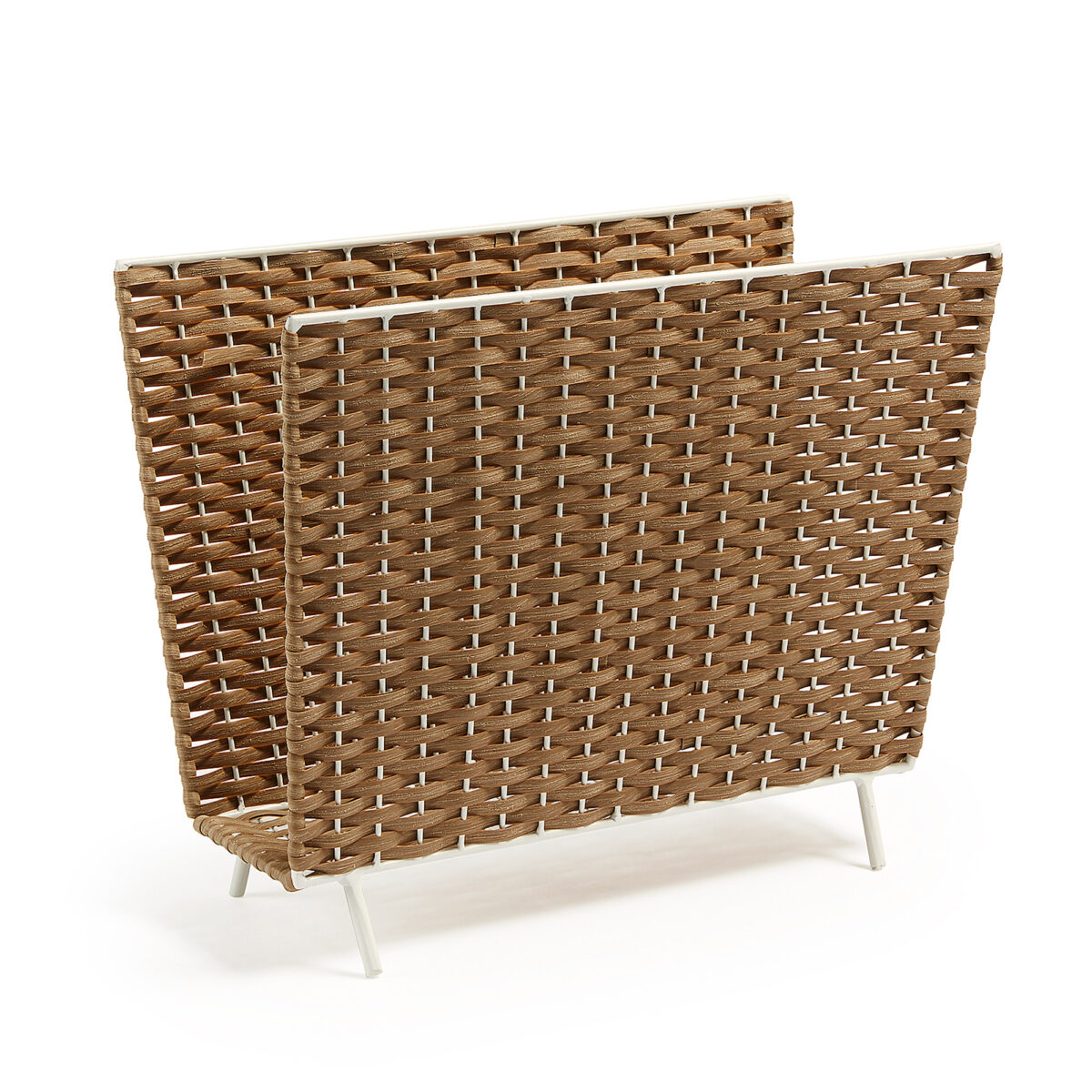 SHELTON Revistero metal blanco poly rattan natural