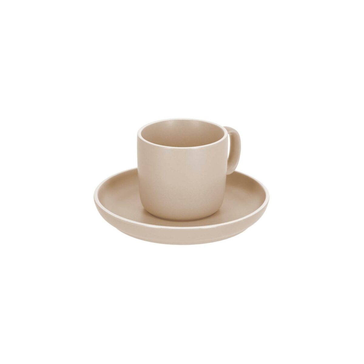 SHUN Taza de café con plato Shun de porcelana beige