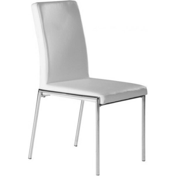 silla auri cromada tapizada blanca