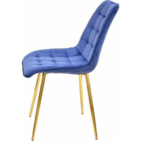 Silla gilda metal dorado tejido velvet azul 1