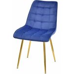 Silla gilda metal dorado tejido velvet azul