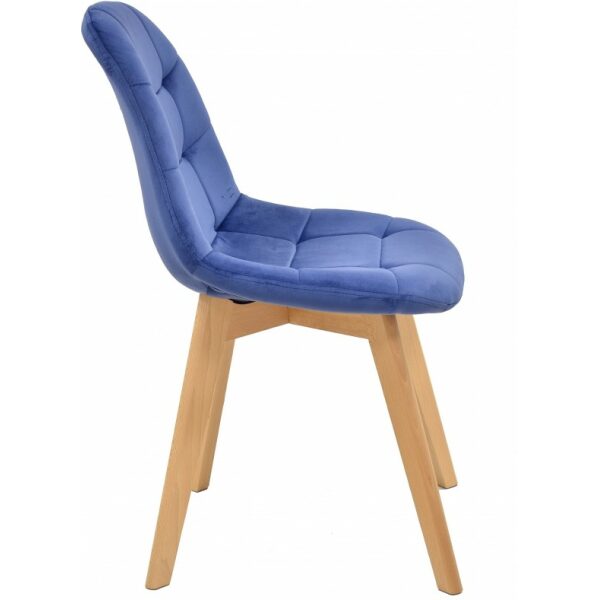 Silla lorena madera tapizada velvet azul 1