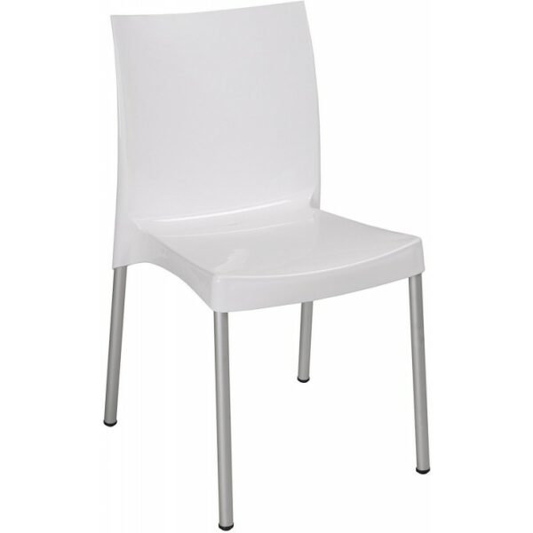 silla nico aluminio polipropileno blanco brillo