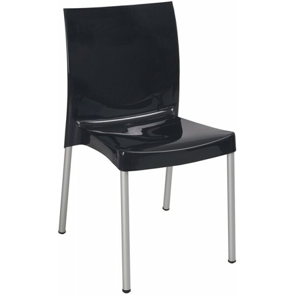 silla nico aluminio polipropileno negro brillo
