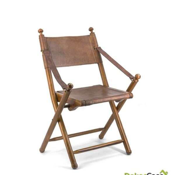 Silla Tarlton Plegable Madera Y Cuero