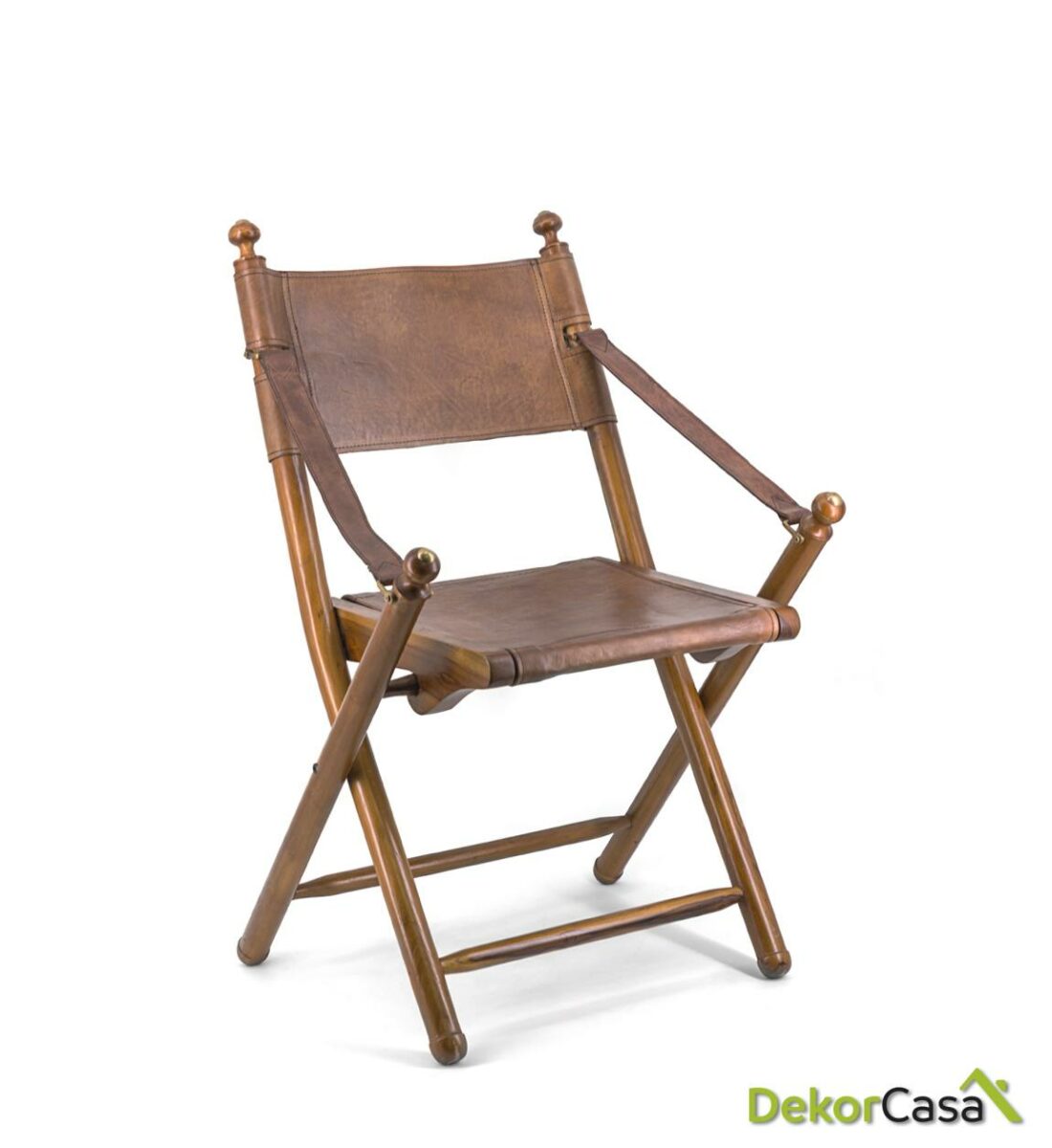 Silla Tarlton Plegable Madera Y Cuero