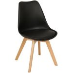 Silla torre 4p su madera polipropileno y cojin negro