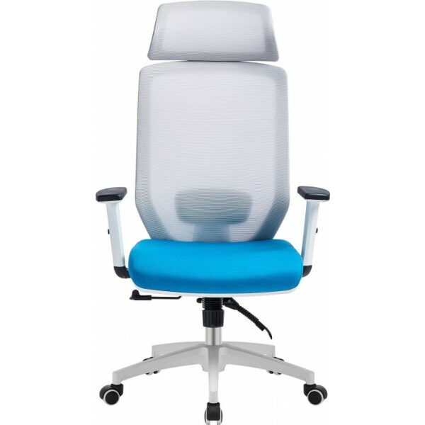 Sillon de oficina clayton blanco malla gris tejido azul claro 1