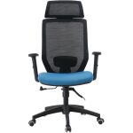 Sillon de oficina clayton negro malla negra tejido azul claro 1