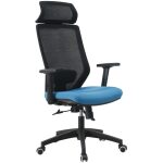 Sillon de oficina clayton negro malla negra tejido azul claro