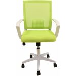 Sillon de oficina clent blanco malla y tejido verde 2