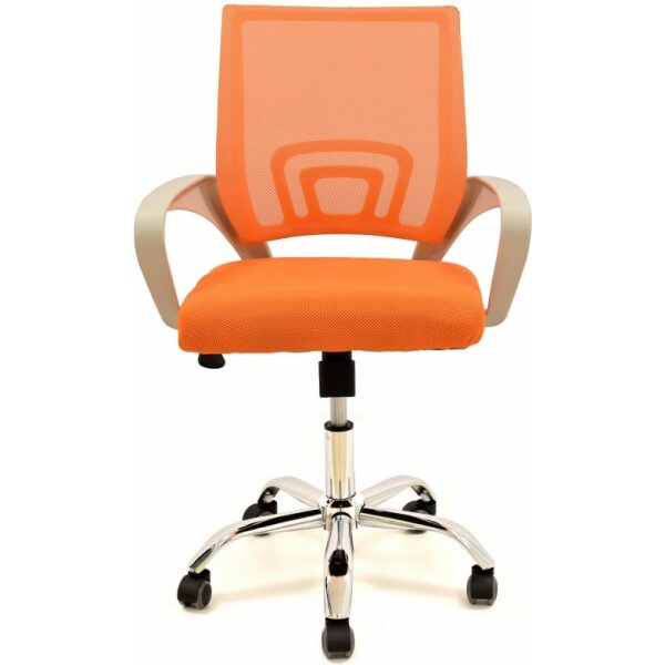 Sillon de oficina fiss new blanco gas basculante malla y tejido naranja 1