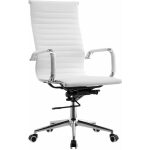 Sillon de oficina kiev alto gas basculante profundo similpiel blanca