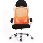 Sillon de oficina linz blanco alto gas sincro malla naranja tejido negro 1