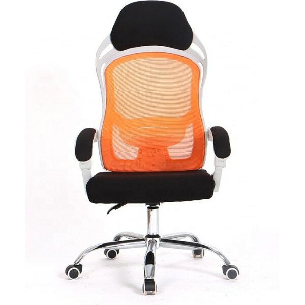 Sillon de oficina linz blanco alto gas sincro malla naranja tejido negro 1