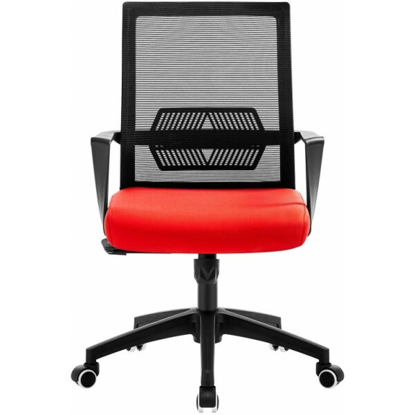 Sillon de oficina risley negro malla negra tejido rojo 1