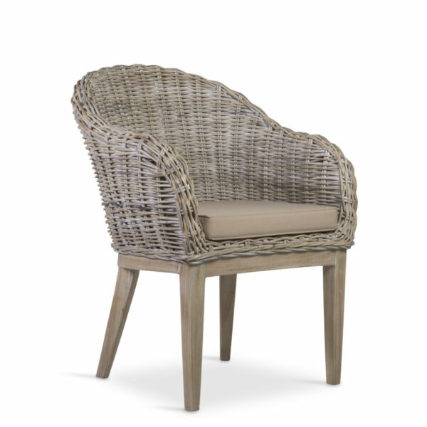 Sillón Rattan Blanqueado Con Argolla