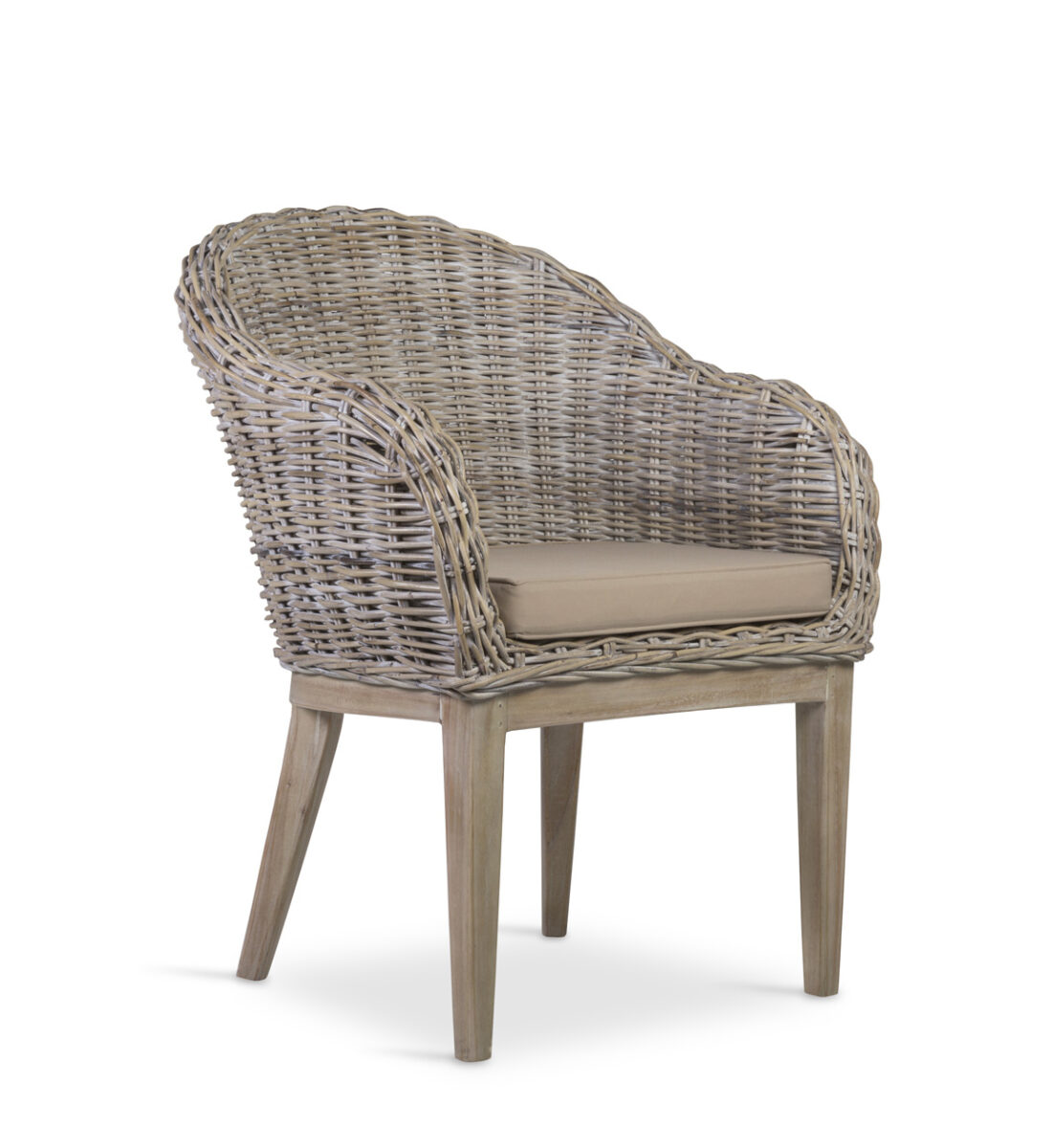 Sillón Rattan Blanqueado Con Argolla