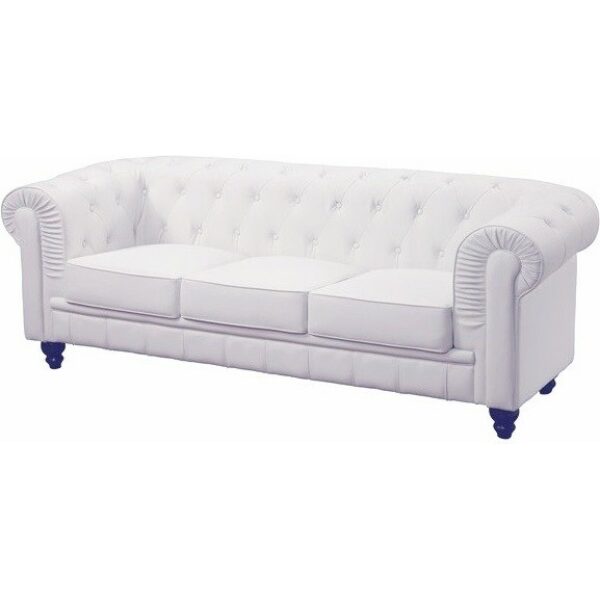 sofa chester 3 plazas similpiel blanca