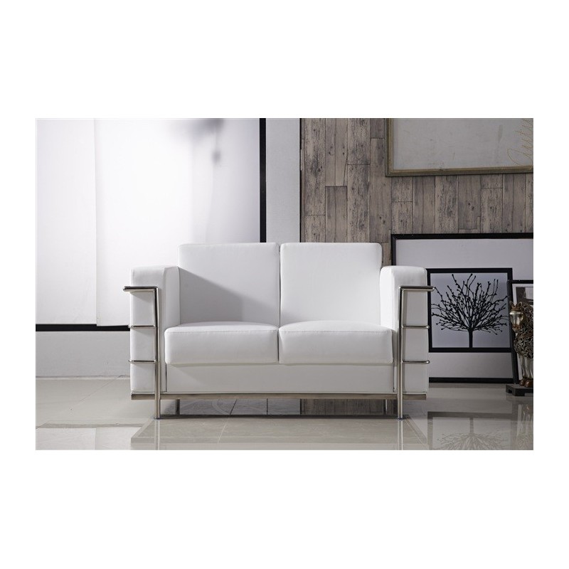 sofa duval 2 plazas similpiel blanca