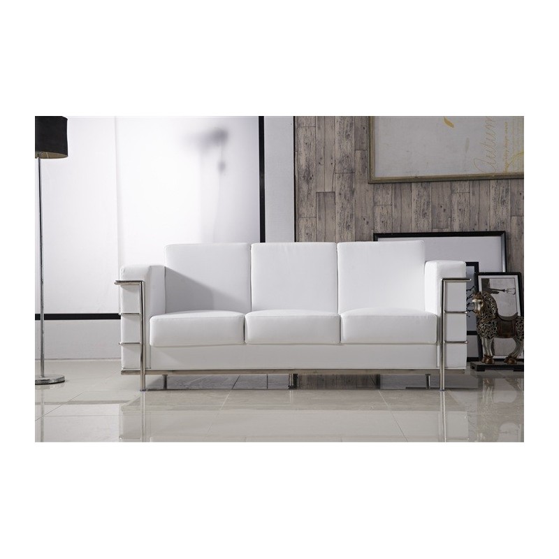 sofa duval 3 plazas similpiel blanca