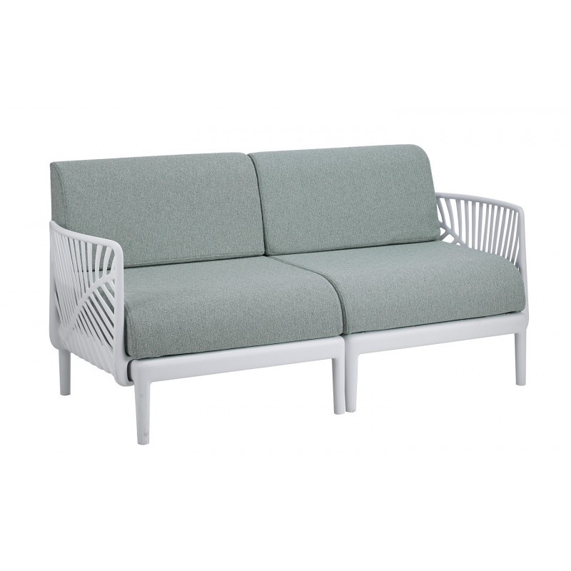 sofa lido 2 plazas polipropileno blanco tapizado verde agua