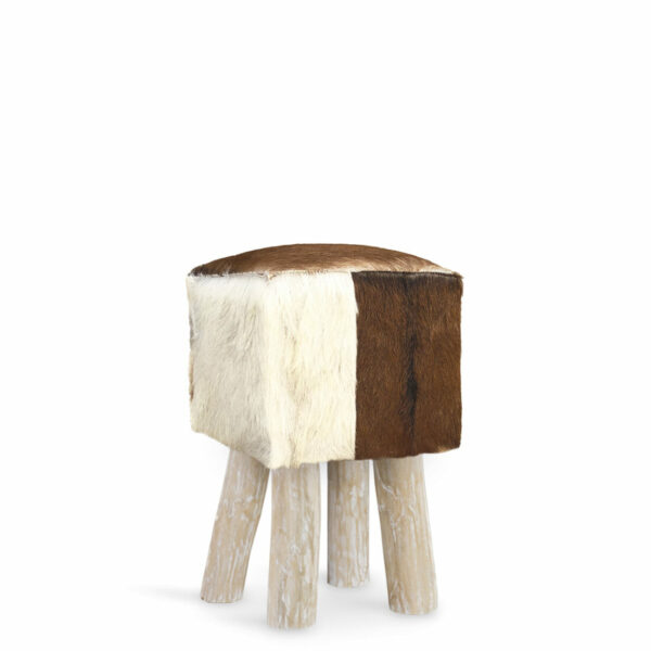 Taburete Piel Cabra Cuadrado