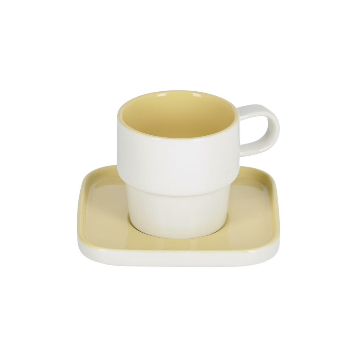 Taza con plato Midori cerámica amarillo