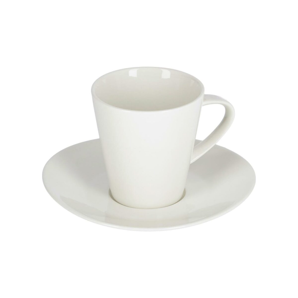 Taza de café grande con plato Pierina porcelana blanco