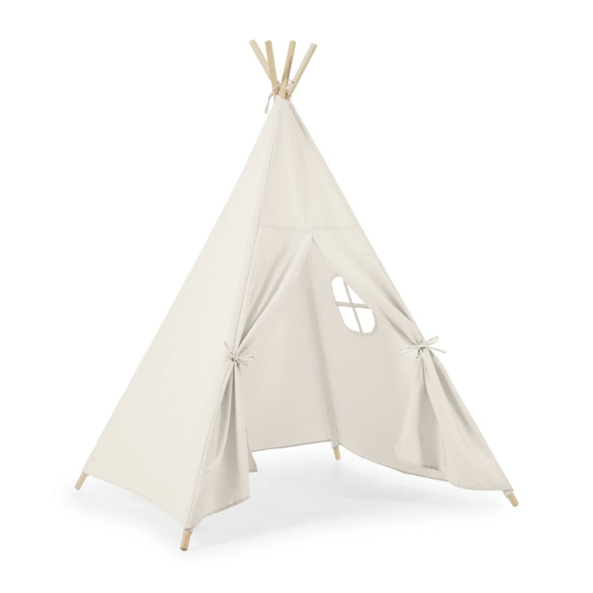 Tipi Darlyn 100% algodón blanco y patas de madera maciza de pino