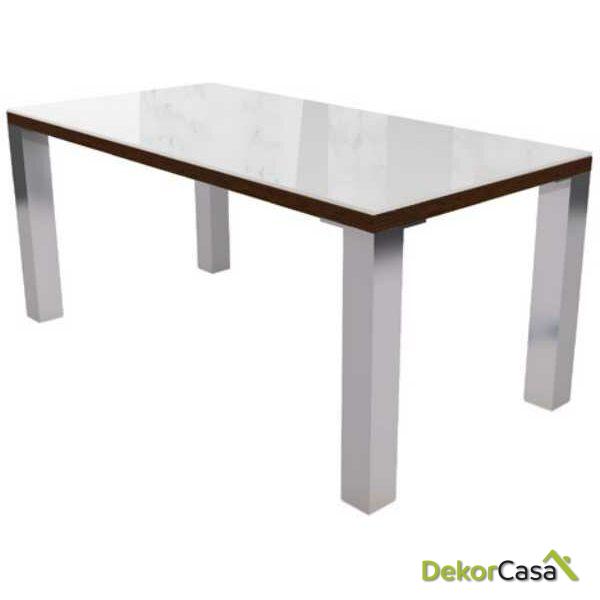 mesa recta serie senda con cristal blanco puro