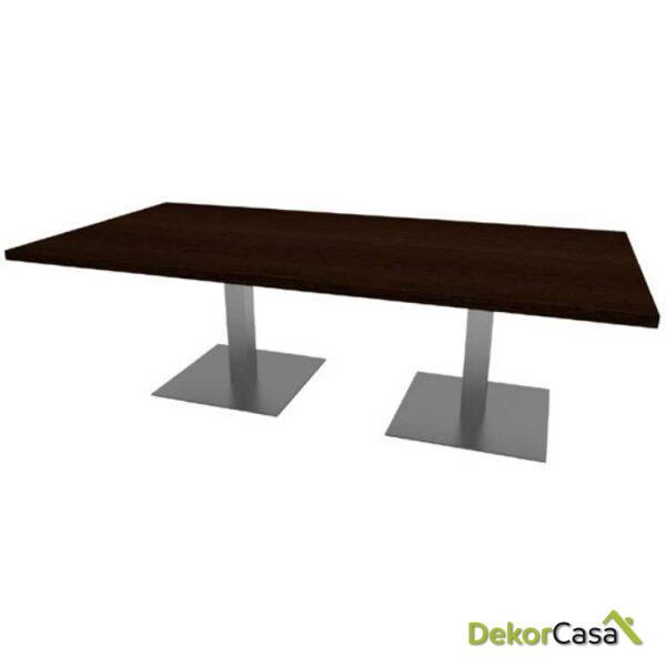 mesa rectangular serie loma con peana cuadrada
