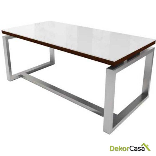 mesa serie volga recta con cristal blanco puro