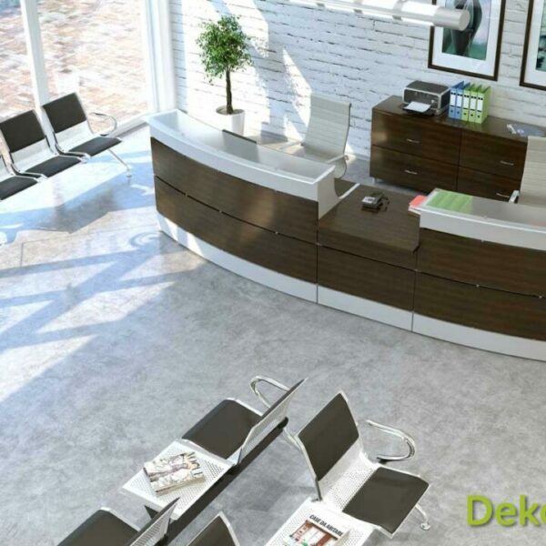 MOSTRADOR CURVO 26° CON ENCIMERA DE CRISTAL MATIZADO