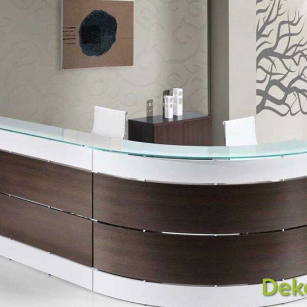 MOSTRADOR CURVO SERIE ISLA CON ENCIMERA DE CRISTAL MATIZADO