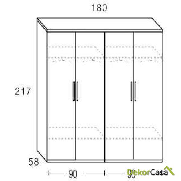 ARMARIO 4 PUERTAS 3 COLORES 180CM