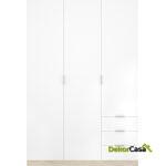 armario de 3 puertas y 3 cajones 121cm natural y blanco 8