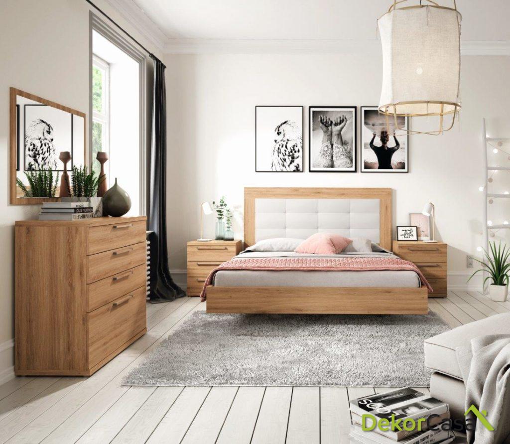 conjunto dormitorio en color roble natural y blanco