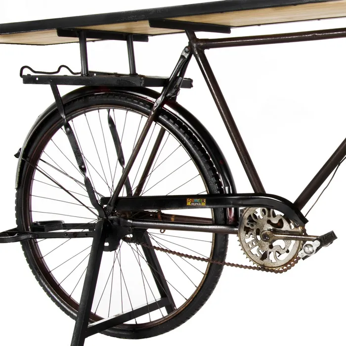 consola bicicleta hierro madera 2