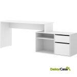 mesa escritorio blanco en forma de l 8