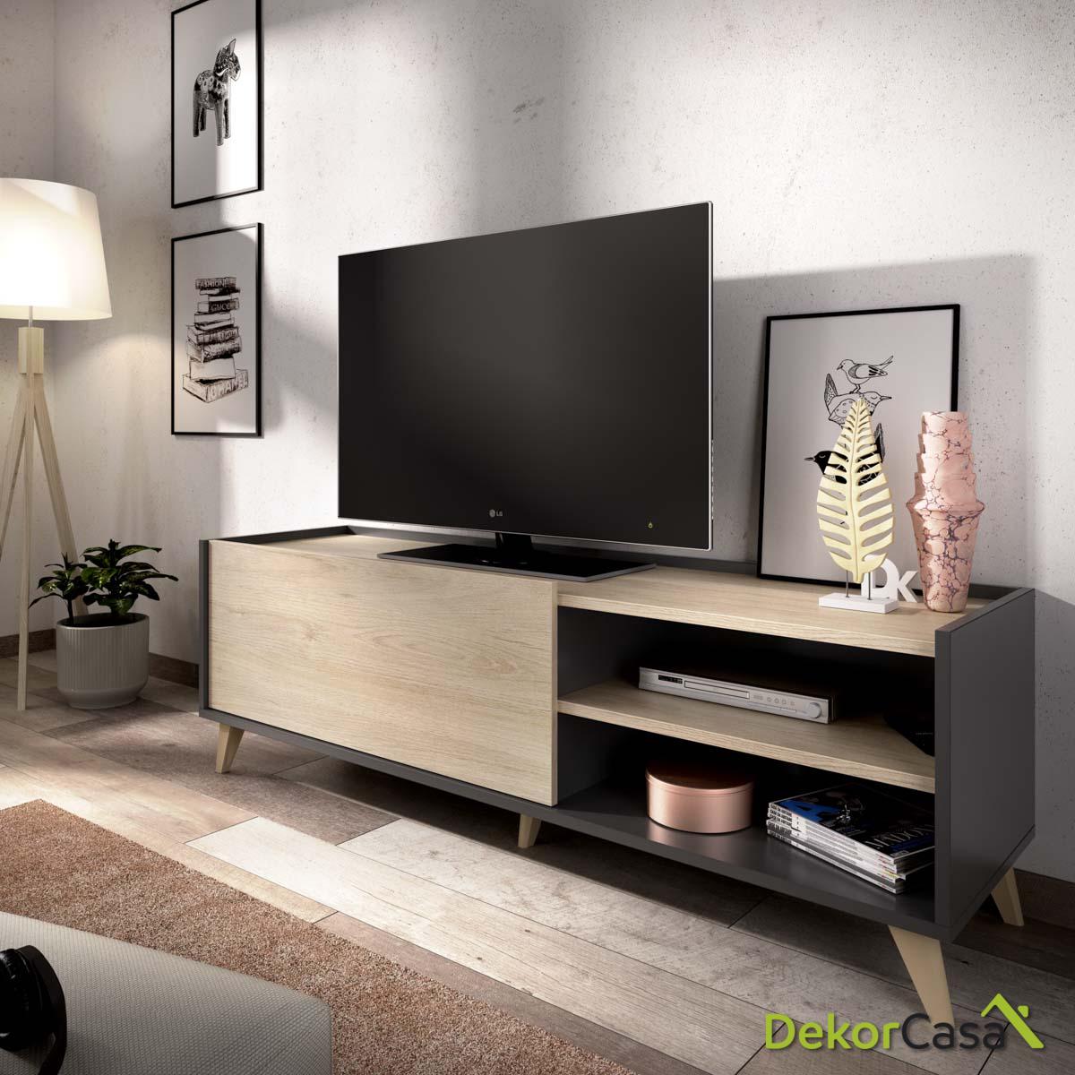 mueble bajo tv grafito 155 cm 3