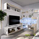 mueble tv con vitrina y leds
