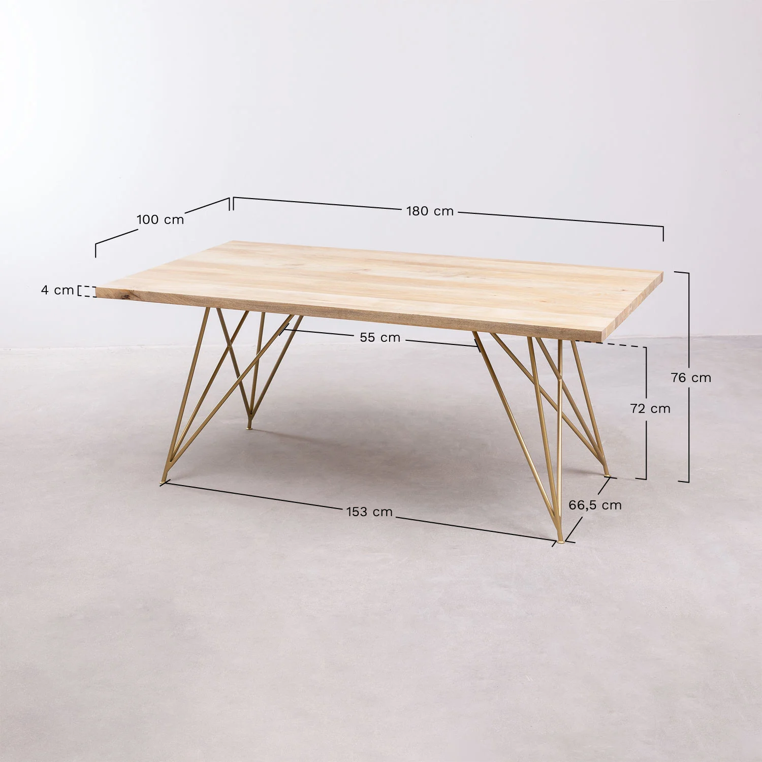 mesa de comedor rectangular en madera de mango 180x100 cm xeli