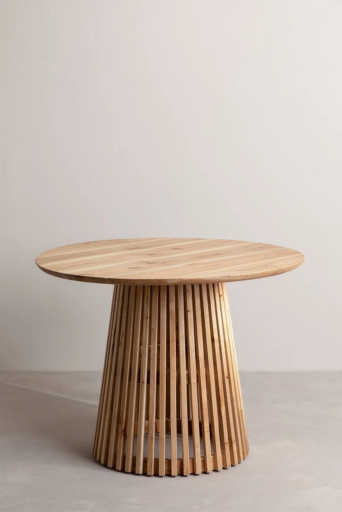 mesa de comedor redonda en madera mura 2