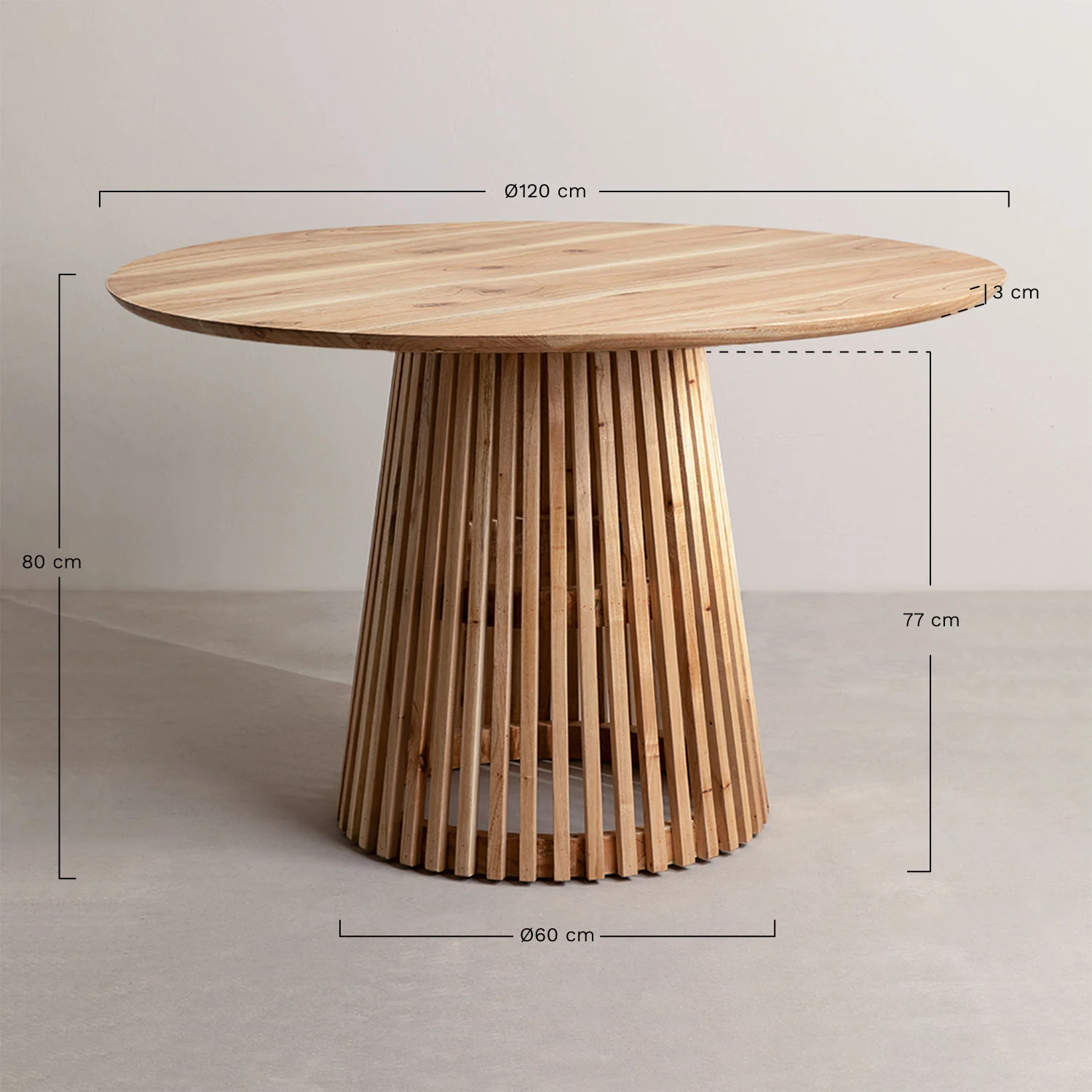 mesa de comedor redonda en madera mura 3