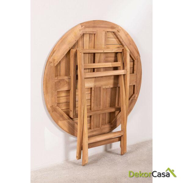 mesa de jardin plegable en madera de teca o100 cm pira